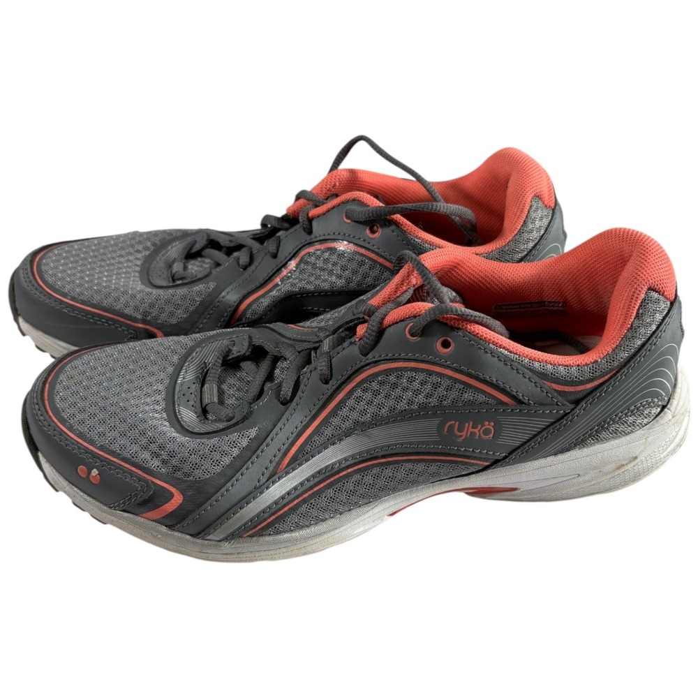 Ryka Sky Walk Walking Shoes Womens 9.5 Grey Coral Lightweight Durable Sneakers